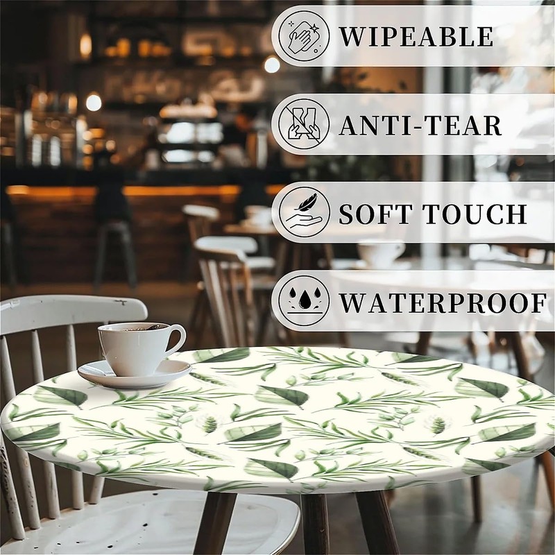 Outdoor round tablecloth with elastic band, diameter 44 inches -