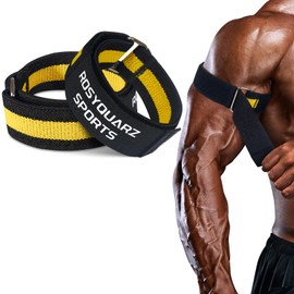 ROSYQUARZ BFR Booty Bands for Men Bicep, Blood Flow Restriction Bands Plan for Arm, Adjustable Velcro Arm Bands for Workout, Best Fabric Bands for Squat Arm & Bicep -Yellow 2PC