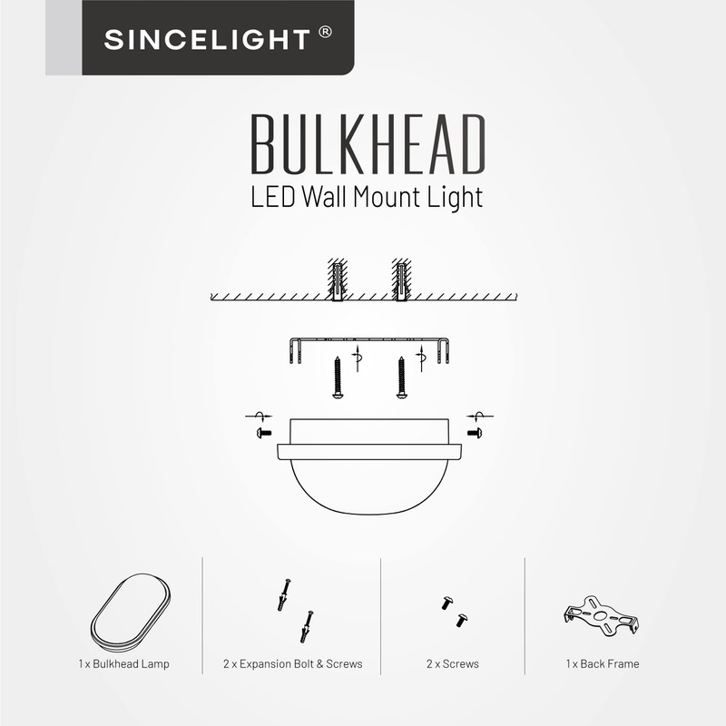 SINCELIGHT Oval LED Bulkhead Light for Wall and Ceiling Mount,