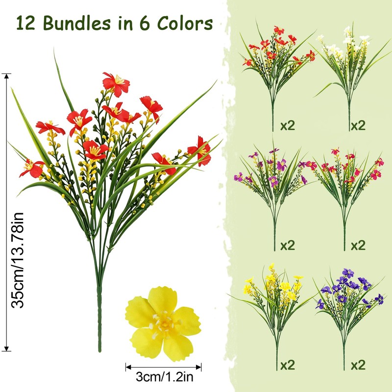 ADORAMOUR Decorative Artificial Flowers Fake Spring Grass Daisies Bouquet