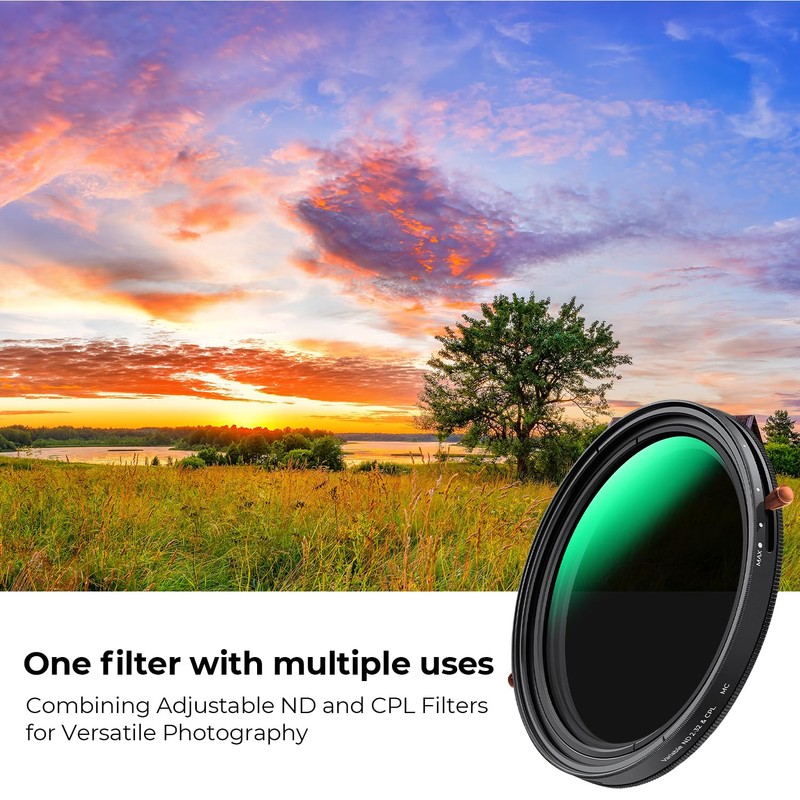 K&F Concept 52mm Versatile ND2-32 & CPL Filter, Variable ND