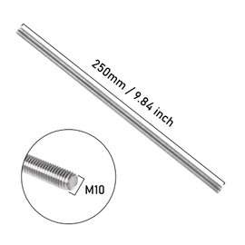 GBACHOOSE 6 Pcs M10 x 250mm Fully Threaded Rods, 304 Stainless Steel Threaded Rods Bar Studs, Right Hand Thread Long Threaded Screw, 1.5 Thread Pitch Fits for Anchor Bolts, Hangers, U-Bolts (Silver)