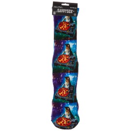 Savvy Sox DJ Pizza Cat Socks - Polyblend Fabric, Ribbed Cushioned Heel - One Size Fits All