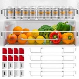 4 PCS Rv Fridge Bars, Adjustable Refrigerator Tension Rods, 12.44"-22.63" Stainless Steel Rv Fridge Accessories, Travel-Friendly Extendable Stabilizers Prevent Spills and Keep Items in Place