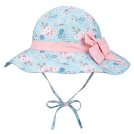 Foruhoo Girls' Sun Hats UV Protection, Adjustable Wide Brim Summer Hat for Baby (54, Cyan)