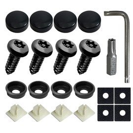 Zufoty 4 Set Anti Theft License Plate Screws Kits, Rustproof Stainless Steel License Plate Bolts, M6 (1/4") Fasteners with Caps, Front & Rear Mounting Hardware for Car, Truck, Motorcycle