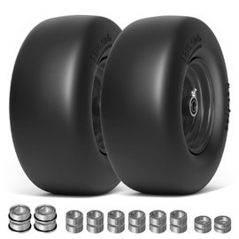 RONPOW 13x6.50-6 Lawn Mower Flat Free Tires and Wheels, 13x6.5-6 Heavy Duty Solid Front Tire for Zero Turn Mowers, 500Lbs Load, Universal 3/4", 5/8" and 1/2" Bearings, 5.51"-7.91" Hub, 2Pack Black
