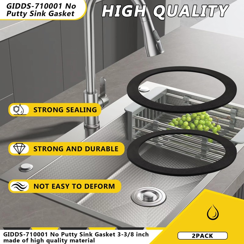GIDDS-710001 No Putty Sink Gasket fit for sink drains,Sink Seal