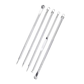 Healeved 1 Set 5pcs Facial Cleansing Tool Face Blemish Removal Needle Face Blackhead Needle Comedone Extractor Blemish Extractor Facial Pore Extractor Needle Silver