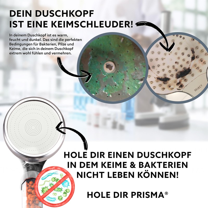 PRISMA Shower Head Rain Shower Hand Shower Water-Saving for More