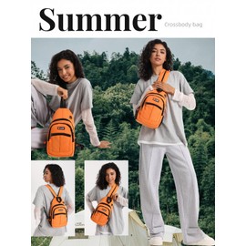 HASENWY Cross body bag Sling Bags for Women Water Resistant Backpack Lightweight Shoulder Chest Daypack for Men Women Hiking Travel, Orange, Travle Hiking Outdoor Casual