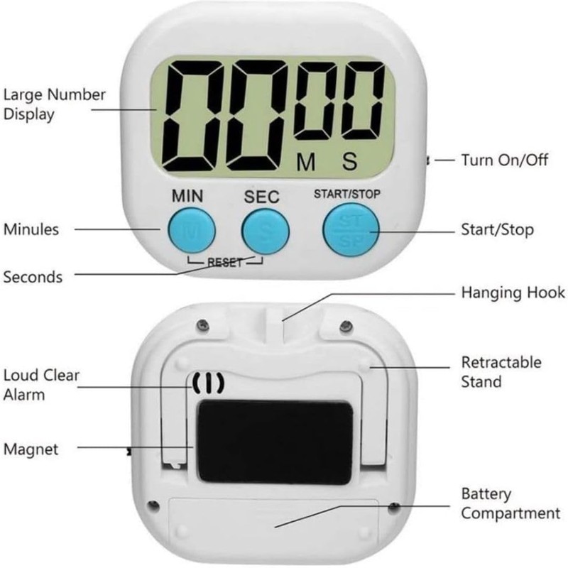 Digital timer, Kitchen timers for cooking, Magnetic Countdown Stopwatch, Count-up