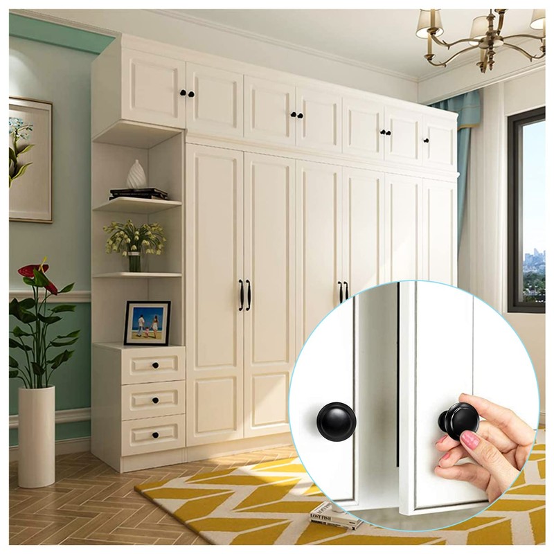 LBING Drawer Knobs, Furniture Knobs, Cupboard Knobs, Matt Black, Pack