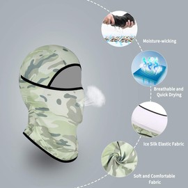 Achiou Balaclava Face Mask, Ski Mask for Men Women Football, Lightweight Sheisty Mask, Ninja Shiesty Sun Hood UV Protection, White Camouflage, One Size
