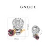 GNOCE "Skull Love Rose Charm Bead Sterling Silver Skull Charm