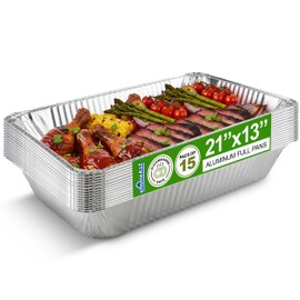 EHOMEA2Z Large Aluminum Pans Full Size Deep Foil Disposable Durable Large Steam Table Pans for Baking Serving, Chafing Trays for Caterers, Bakeware 21 x 13 x 3 (15)