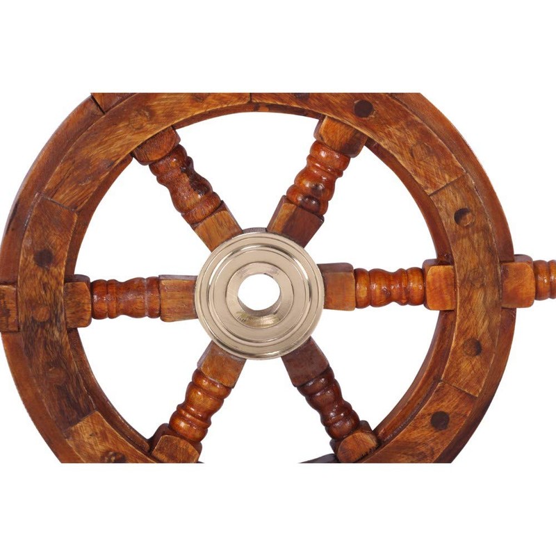 TUP The Urban Port 12" Teak Wood Ship Wheel with
