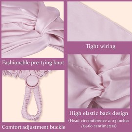 Amgkonp Adjustable Silk Satin Hair Bonnet for Sleeping, Double Layer Hair Wrap Sleep Cap Turban with Hair Scrunchies and Silk Eye Mask,Night Turban for Large Long Curly Braid Women (Purple)