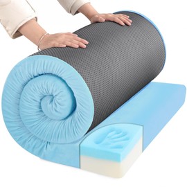 HOMBYS Portable Memory Foam Camping Mattress for Outdoor Sleeping, 3" Thick Waterproof Roll Up Camping Mattress Pad Mat for Travel Truck Bed Tent (Sky Blue, Small Single-72"x24"x3")