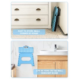 Dyforce Folding Step Stool 11", Durable Kids Step Stool, Heavy Duty Step Stools for Adults, Compact Foot Stools, Light-Weight Toddler Step Stool for Kitchen, Bathroom, Holds Up to 300 lbs (Blue)