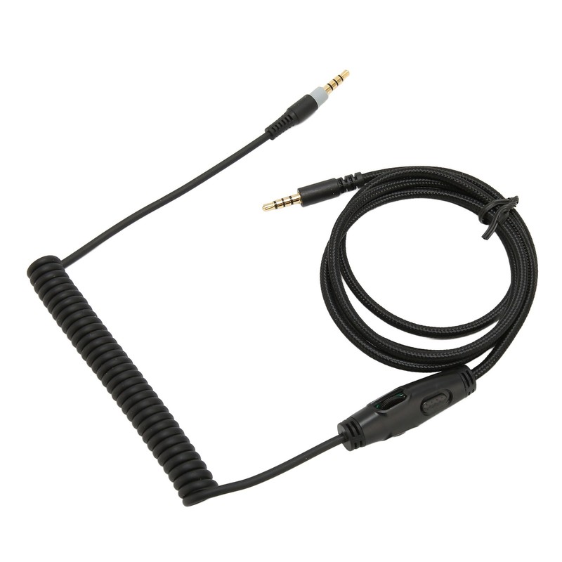 Coiled Headphone Cable Replacement Headset Sound Cord with Volume Key