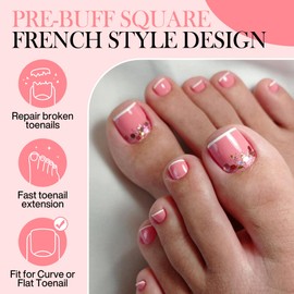 Wide Long Square Toe Nail Tips French Tip Style Press On Toenails 360pcs Clear Gel x Toe Nails No C Curve Toe Acrylic Tips Full Cover for DIY French Fake Toenails 15 Sizes Self-handle, Luckyfairy