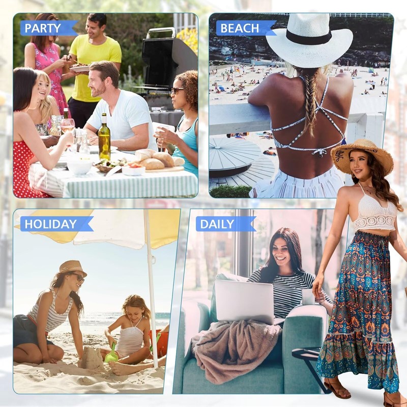 Kfnire Long Women's 2-in-1 Summer Skirt Elastic Waist and Elegant