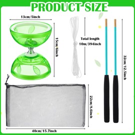 Simgoing Chinese Yoyo Diabolo Set Includes Colorful Chinese Yoyo with 2 Pieces Diabolo Sticks, 1 Piece String, 1 Net Bag for Fun(Blue)