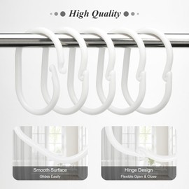 Curtain Hook Buckle, Bathroom Telescopic Rod Accessories, Bed Curtain, Door Curtain, Shower Curtain Hook C-Shaped Ring Opening Ring (10 Pieces, White Large Size)