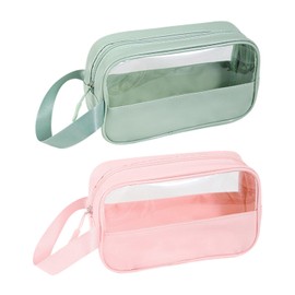 2 Pieces Candy Color Makeup Bag, Waterproof Storage Bag, Transparent Travel Toilet Bag, and Convenient Stationery Storage Bag.