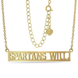 Michigan State Graduation Gift for Women - SPARTANS WILL. 18K Gold Plated Necklace - Hypoallergenic Gold Plated Stainless Steel Necklace - Michigan State Spartans Jewelry and Game Day Gear, Gold Plated, No Gemstone