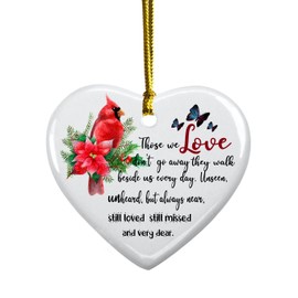 Those We Love Don't Go Away Christmas in Heaven Ornament, Cardinal Memorial Christmas Ornaments with Butterflies, Remembrance Hanging Decor, Sympathy Gift for Loss one