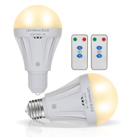 MXhme Rechargeable Light Bulbs with Remote Control Soft Warm(3000K) 2200mAh Dimmable Battery Operated Light Bulb 50 Watt Equivalent,2 Pack