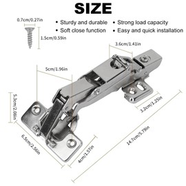 4 Pcs 165 Degree Kitchen Cabinet Hinges, Soft Close Cupboard Door Hinges, Folding Mute Cabinet Hinges with Fixing Screws, Full Overlay Wardrobe Doors Hinges for Cabinet Folden Door Wardrobe Corner