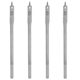 4-Piece Spade Drill Set, Wood Drill Set, 8 mm Carbon Steel Paddle Flat Drill Bit, Wood Hole Saw Cutter, Woodworking Tool for Wood, Fibreglass, Plastic, PVC