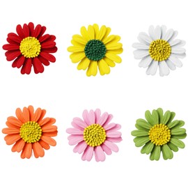 Syrvnto Pack of 6 Lapel Pin Brooch Flower Enamel Daisy Brooch Women's Flowers Sunflower Brooches Daisy Brooch Decorations for Scarves Sweaters Dresses Suits Backpacks Bags (6 Colours), Metal