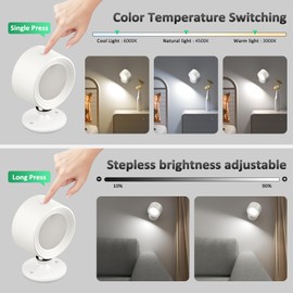 LED Wall Sconces 3 Pcs with Remote, Wall Mounted Lights Rechargeable Battery Operated, 3 Color Temperatures & Dimmable Wall Lamp Magnetic 360° Rotation Wireless Light for Bedroom Living Room