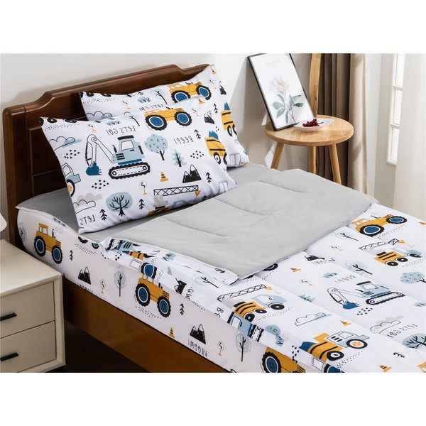 NTBED Construction Truck Printed Zipper Bedding Sets Twin Lightweight Microfiber