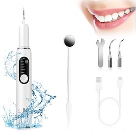 MDLIKE Ultrasonic Teeth Cleaner with 5 Adjustable Vibrations, Safe Gum-Friendly Auto Pause, LED Lamp, Interdental Picks-Perfect Mother’s Day Gift Box Addition for At-Home Spa Night - Color: White