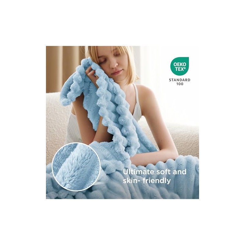 Bedsure Bedsure Blue Fleece Blanket for Couch - GentleSoft Cozy