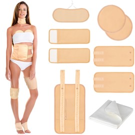 9 Pcs Castor Oil Pack Wrap Organic Cotton for Liver Detox, Stomach, Belly, Neck, Breast, Knee, Foot & Entire Body, Reusable Pads Kit for Hot/Cold Compress with Adjustable Elastic Strap