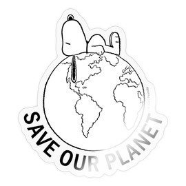 Spreadshirt Peanuts Snoopy Save Our Planet Environment Stickers, 10 x 10 cm, Glossy Transparent