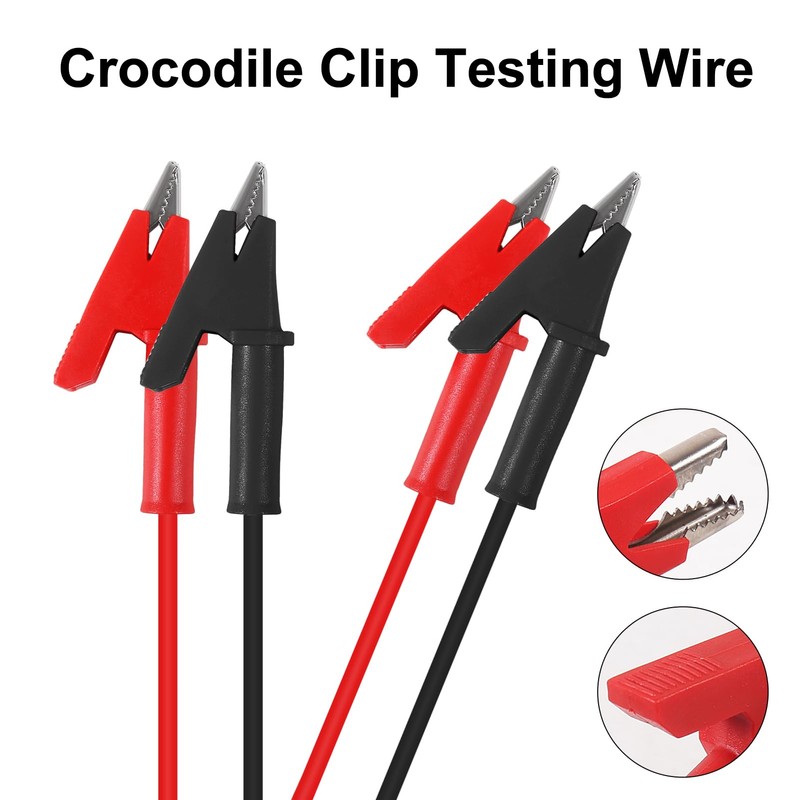 Double-headed crocodile clip wire red and black pair