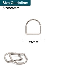 Trimming Shop 10 Pcs 25mm Welded Metal D-Ring Clasps Durable Buckles for Handbag Webbing Wallet Dog Collars Belts DIY Craft Projects Silver