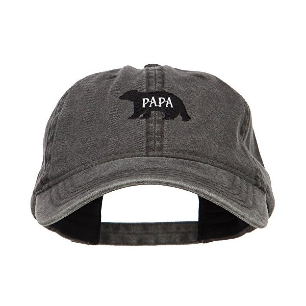 Papa Bear Embroidered Washed Cap - Black OSFM