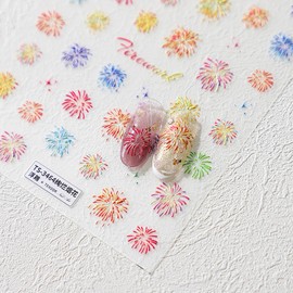 1 Sheets 4th of July Nail Stickers for Nail Art Embossed Fireworks Nail Art Stickers 5D Self-Adhesive Independence Day Nail Design Supplies Patriotic Colorful Fireworks Star Nail Decals for Women