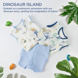 Duomiaomiao 3 Pack Baby Sleep Sack 100% Organic Cotton Lightweight Breathable Comfy Toddler Sleeping Sack (0.5tog Dinosaurs, Large)