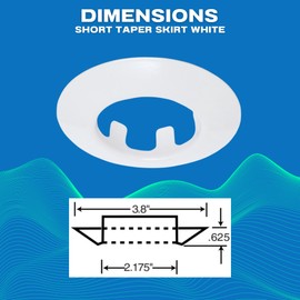 Adjustable Fire Sprinkler Escutcheon Skirt, SHORT TAPER Escutcheon Pendant Skirt White, Works with Standard 401 Style Cup, Short Cup, and Retrofit 2 Piece Cup, Fire Sprinkler Skirt
