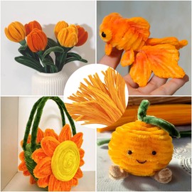 ESUOHYM 100 PCS Yellow Pipe Cleaners Craft Bulk DIY Art Supplies for Kids, Adults Crafts, Thick Chenille Stems Fuzzy Wire Sticks Holiday Decorations and School Supplies