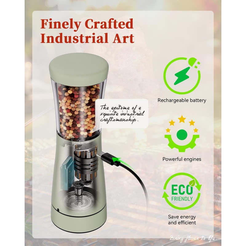 Electric Salt and Pepper Grinder Set with Storage Base, Stainless